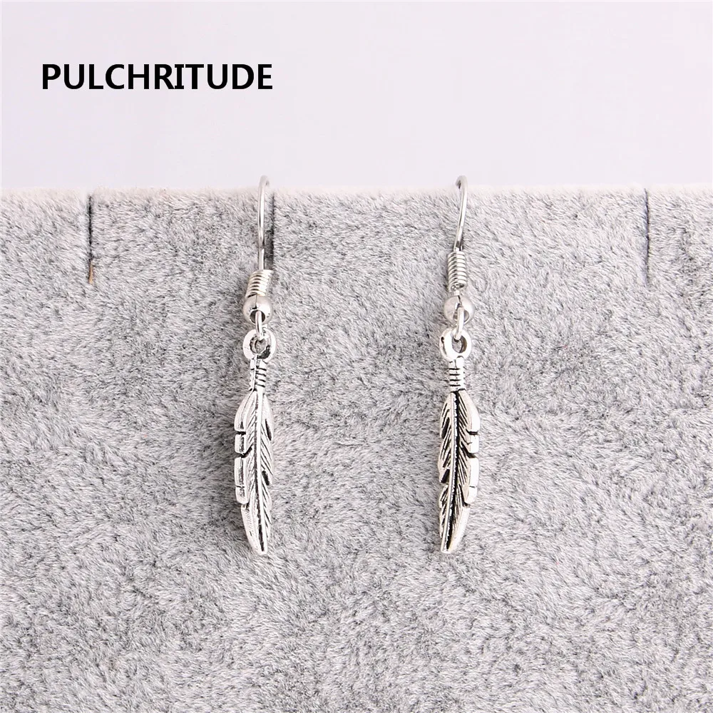 PULCHRITUDE 20 шт./лот металлический сплав Цинковый античный бронзовое перо подвеска в