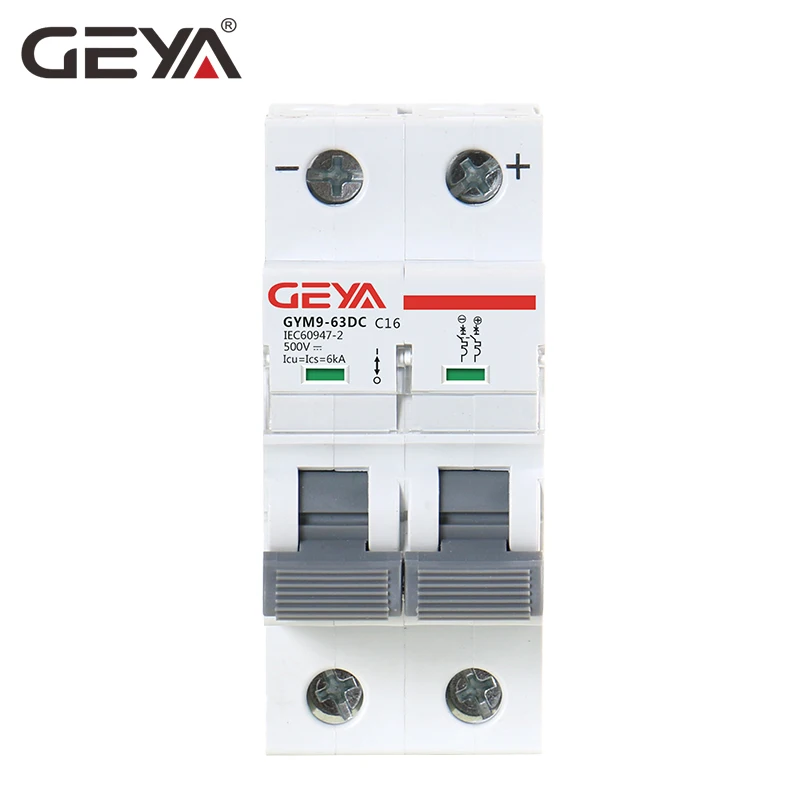 GEYA din-рейку DC MCB 6KA 2P 500 в мини-выключатель DC 6A 10A 16A 20A 25A 32A 40A 50A 63A MCB для солнечной фотоэлектрической системы