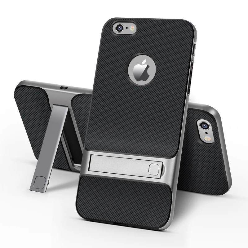 Серый CAPSSICUM чехол с подставкой для iPhone 6 6s Plus PC силиконовый гибкий тонкий гелевый Чехол с подставкой для iPhone 6plus 6s Plus - Цвет: Серый