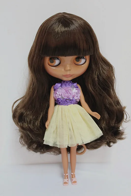 Blygirl Blyth doll brown curly hair Liu Hai black skin nude joint general body 7 can change the makeup | Игрушки и хобби