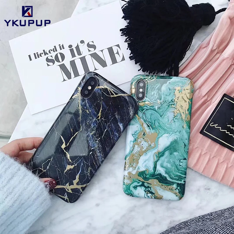YKUPUP Luxury Ink oil painting marble texture Phone Case For iphone X 6 6S 7 8 Plus Cover for 6s coque funda hard plastic |
