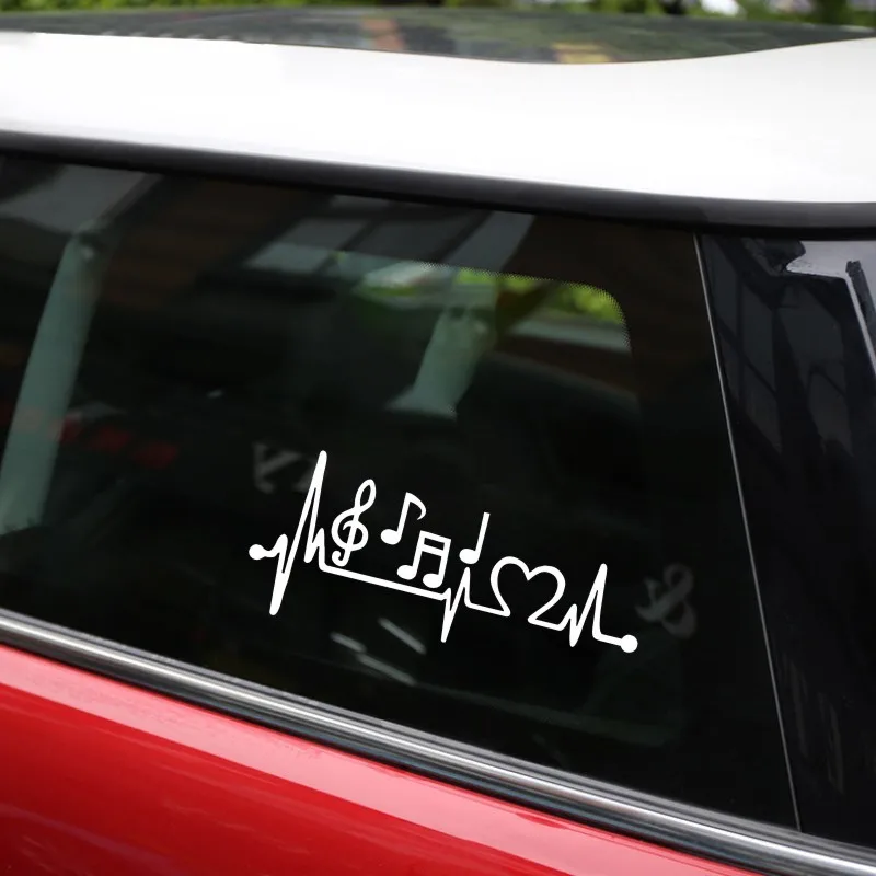 Cunymagos Music Notes Heartbeat Vinyl Car Sticker Creative Accessories Auto Window Decal Styling 21.5*8.3cm | Автомобили и