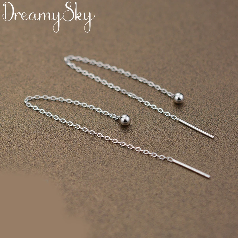 Женские серьги DreamySky Серебристые Длинные с бусинами подарочные украшения для