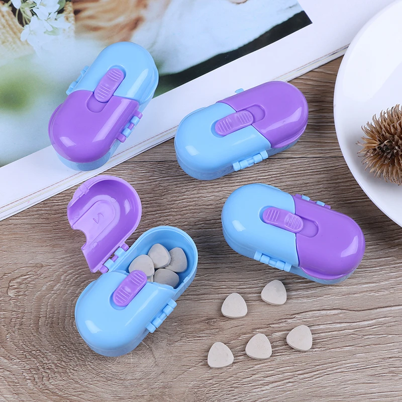 Модный 1 шт. Портативный прочный таблеточный ящик 2 ячейки фиолетовый синий