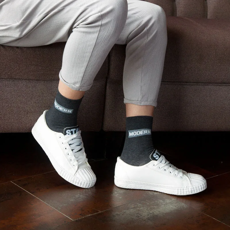 5 пар/лот мужские брендовые носки хлопковые с надписью деловое платье Осень-зима