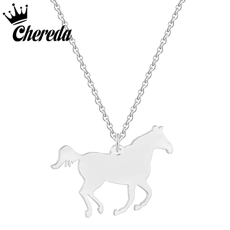 

Chereda Bijoux 2018 Fashion Horse Shape Necklace Lovely Long Chain Necklaces Pendants Women Statement Jewelry Kids Gifts