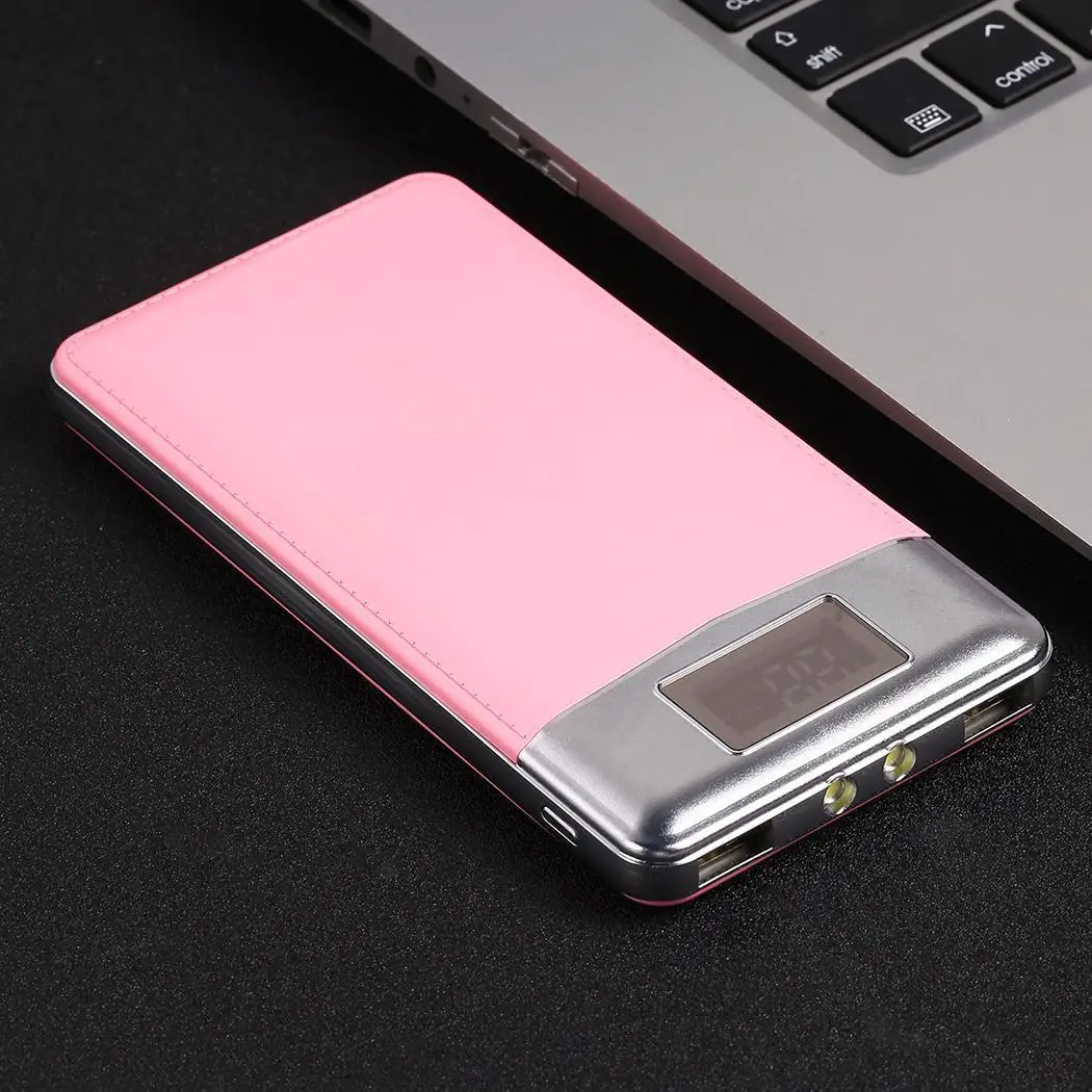 Портативный аккумулятор мощностью 2000 мАч с двумя USB-портами, литий-полимерная внешняя батарея, быстрая зарядка, ЖК-цифровой дисплей, общий телефонный зарядник.