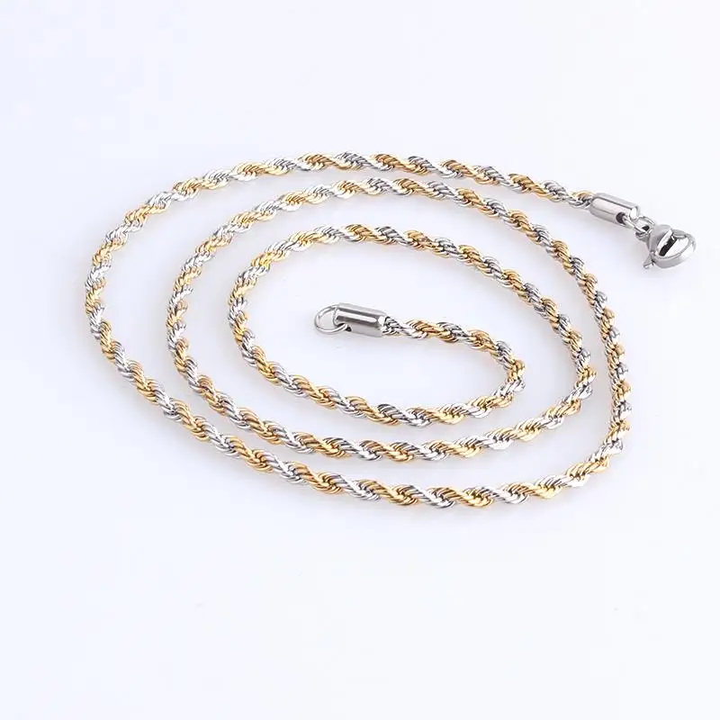 3 мм ширина Золото Цвет Серебряный крест конопли цветы цепи длина 60 см 316L ожерелье