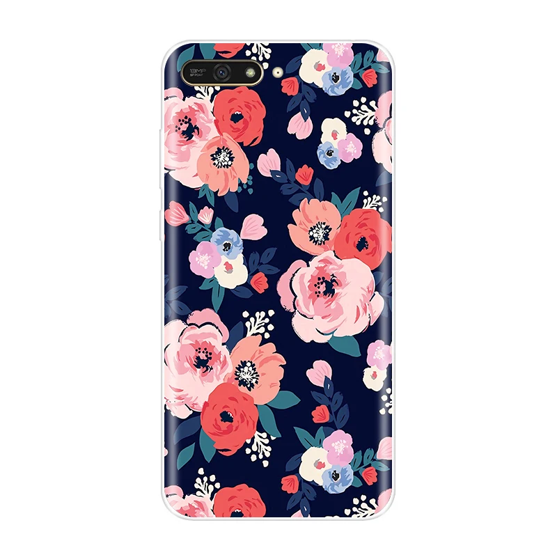 Soft Back Cover For Huawei Y5 Y6 Y7 Prime 2017 2018 Y9 2019 Cute Flower Floral Phone Case Silicone Y3 II Pro | Мобильные телефоны и
