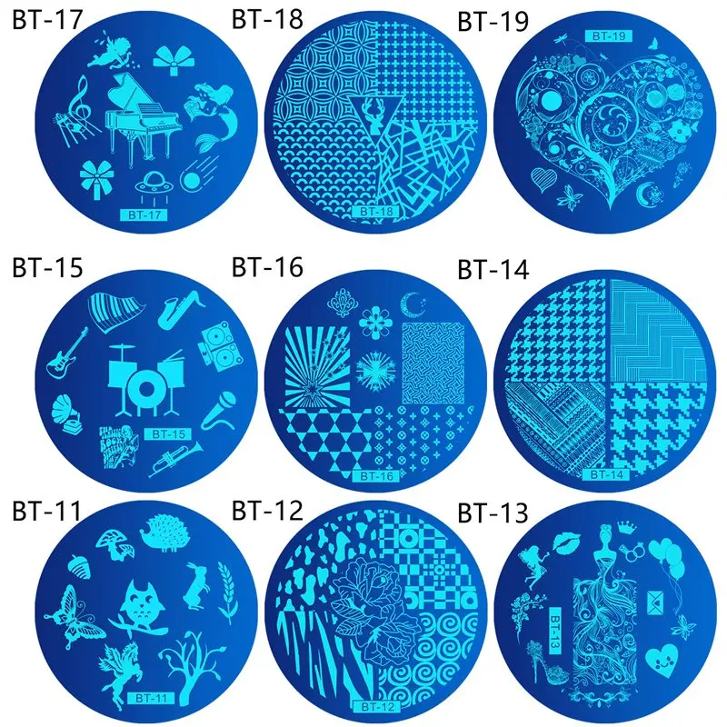 Biutee 16 шт./компл. пластинки для ногтей комплект пластины для стемпинга-DIY изображения Маникюр Пластик Шаблоны Трафареты салон Красота Польский Инструмент