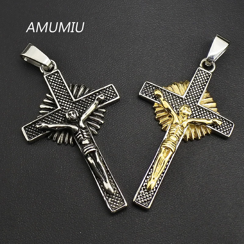 Мужской и женский кулон с крестиком AMUMIU из нержавеющей стали 316L