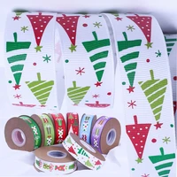100yardpcs polyester ribbon trim christmas belt printing multi color christmas tree ribbon holiday gift box packaging decor
