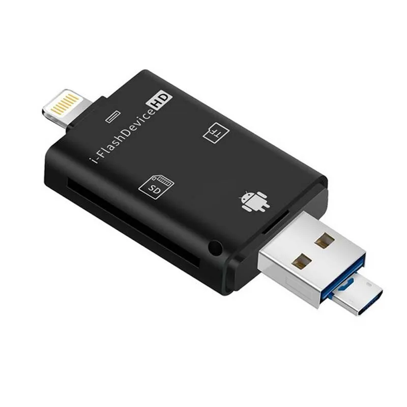 Черный Практичный портативный считыватель карт IPad4/5 TF/SD карты многофункциональный практичный, высококачественный кард-ридер для iPhone 8-PIN портам - Цвет: Черный