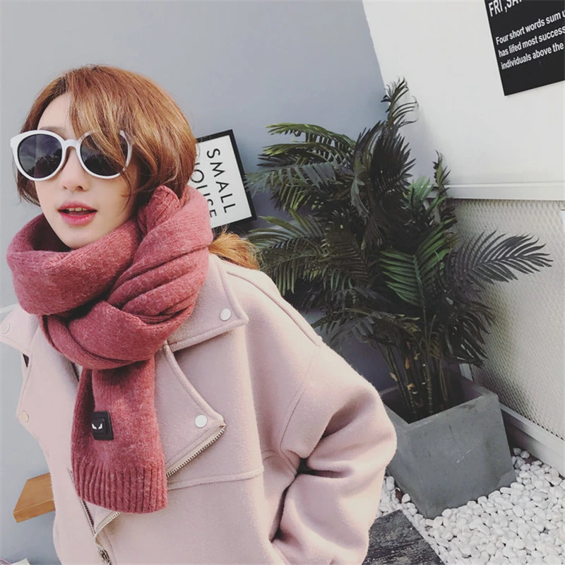 Однотонный утолщенный теплый шарф из искусственного кашемира модная женская