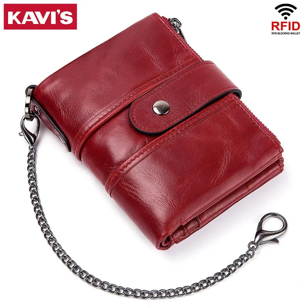 KAVIS Rfid Женский кошелек из натуральной кожи, Женский кошелек Portomonee, кошелек для монет, Короткий Мужской кошелек, качественная дизайнерская мужская маленькая сумочка для карт