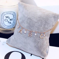 simple letters metal ankle rose gold color bracelets for women chain fresh zircon foot bare chain crystal sequins anklet