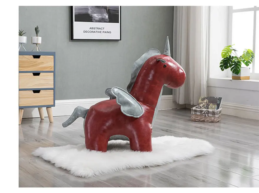 Muebles De Madera стул в виде пони из синтетической кожи табурет Pufe стул для креативного праздника подарок диван Единорог животное обувь