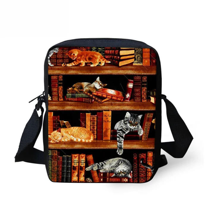 FORUDESIGNS сумка через плечо Happy Satchels, сумка через плечо для женщин и мужчин, Ретро стиль, с принтом библиотеки, для девочек и мальчиков, сумка-мессенджер для отдыха - Цвет: SS0146E