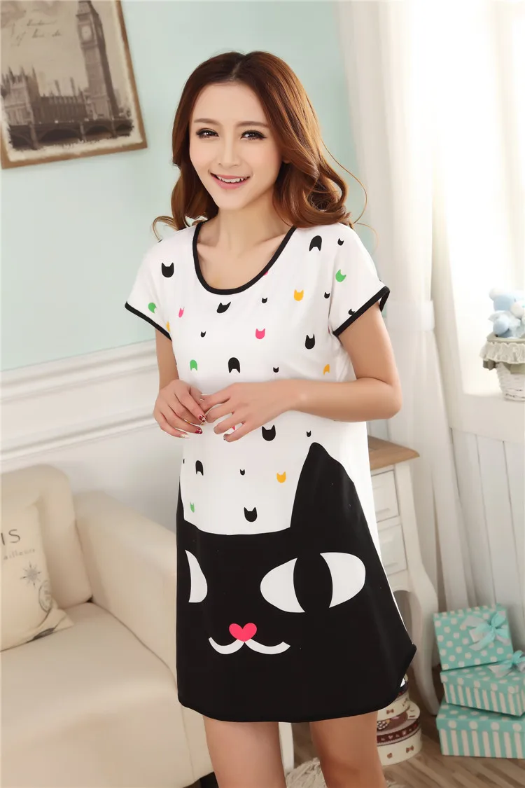 Новинка 2016 женские свободные ночные рубашки для сна одежда милое нижнее белье