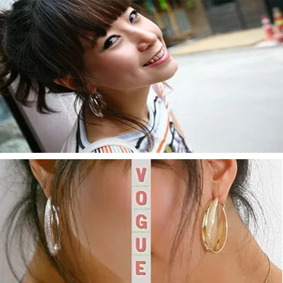 

Sleek Surface Thick Metallic Golden Silver Plated Punk Big Hoop Earrings for Women