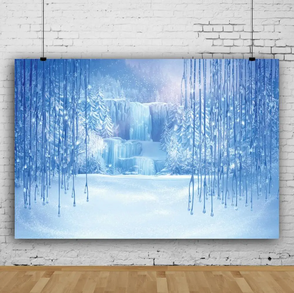 Laeacco Winter Backdrops Dreamy Ice Snow World Mountain Forest Party Decor Baby Portrait Photo Background Photocall Studio | Электроника