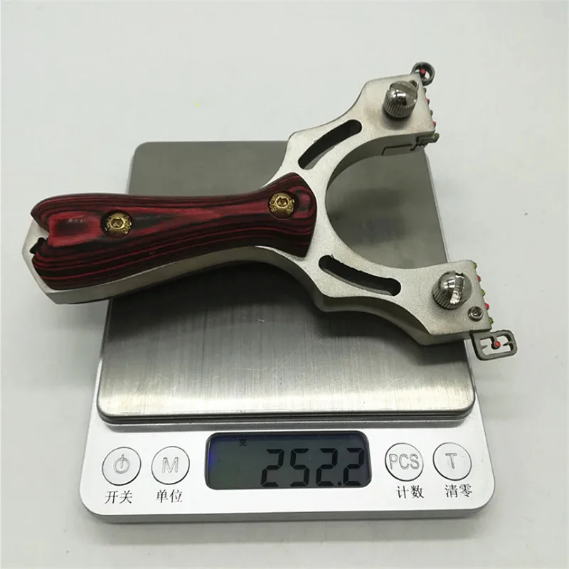 

Professional Aiming Slingshot Stainless Steel Catapult + Wood Handle with Rubber Band Outdoor Precision Hunting Shooting