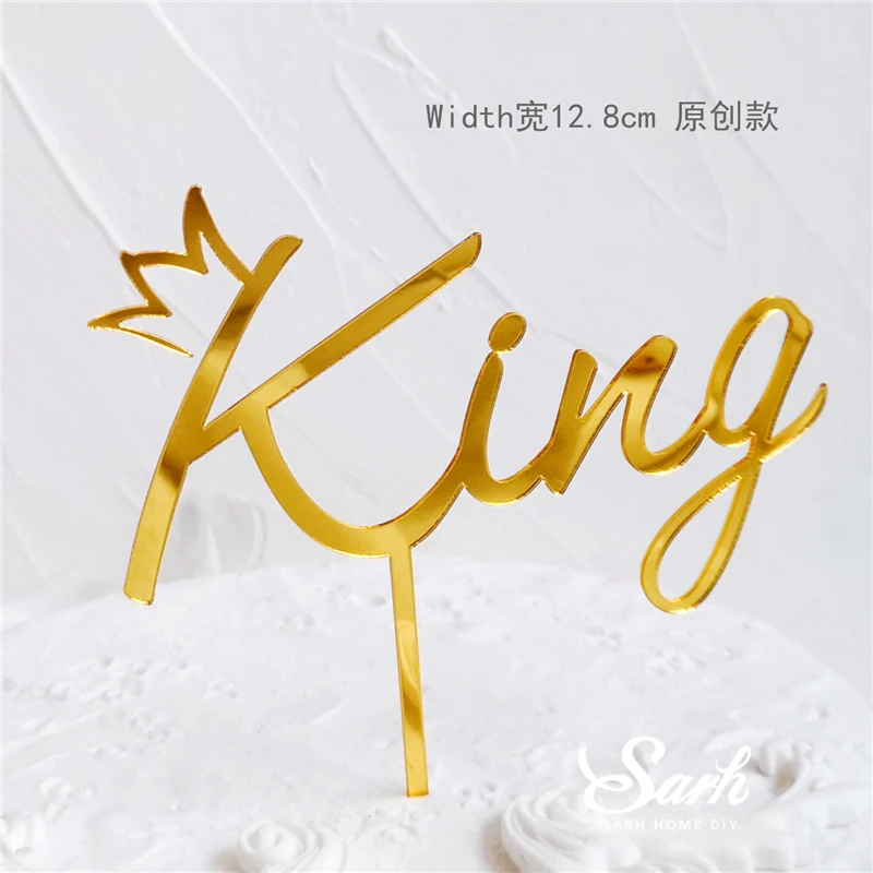 Топпер Gold King Queen для торта блестящее украшение ручного письма на день святого