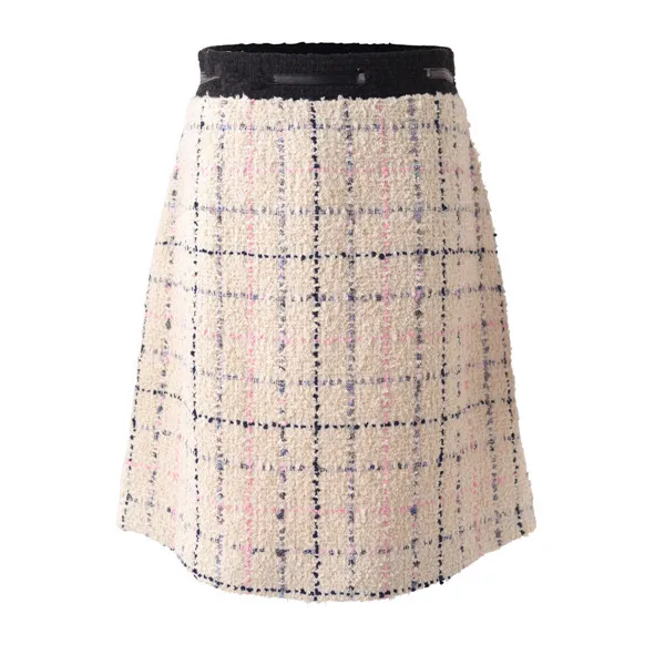 Skirt Новинка г. весенние женские твидовый в клетку пальто модные милые свободные куртки A080 - Цвет: Skirt