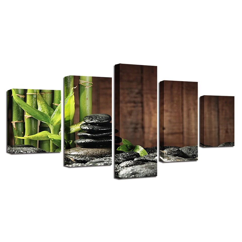

5 Pieces Stone Bamboo Canvas Paintings HD Printed Artworks Modular Pictures Modern Poster Unframed