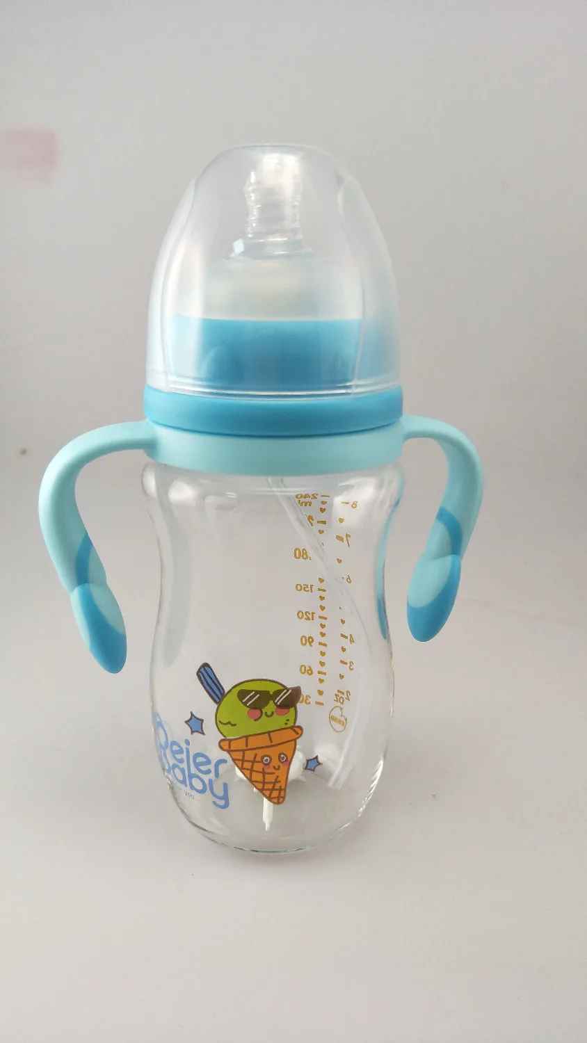 Meierbaby бутылка (M8221) высокое боросиликатное стекло BPA бесплатно жидкий силиконовый