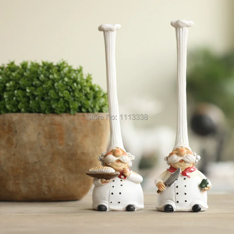 (2 шт./компл.) Статуэтка шеф-повара из смолы с высокой шляпой скульптура аксессуары
