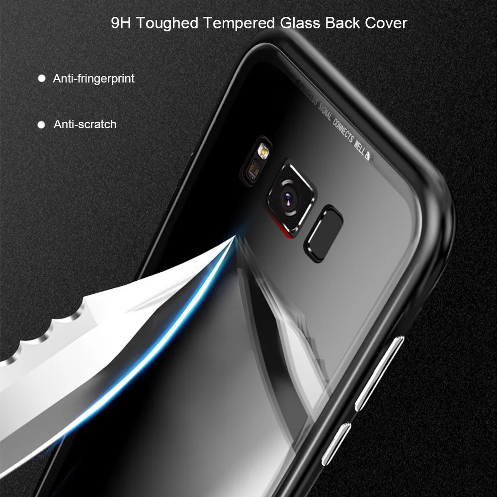 Bouden 360 Магнитная чехол для телефона металл с закаленным Стекло сзади samsung Galaxy S8 S9
