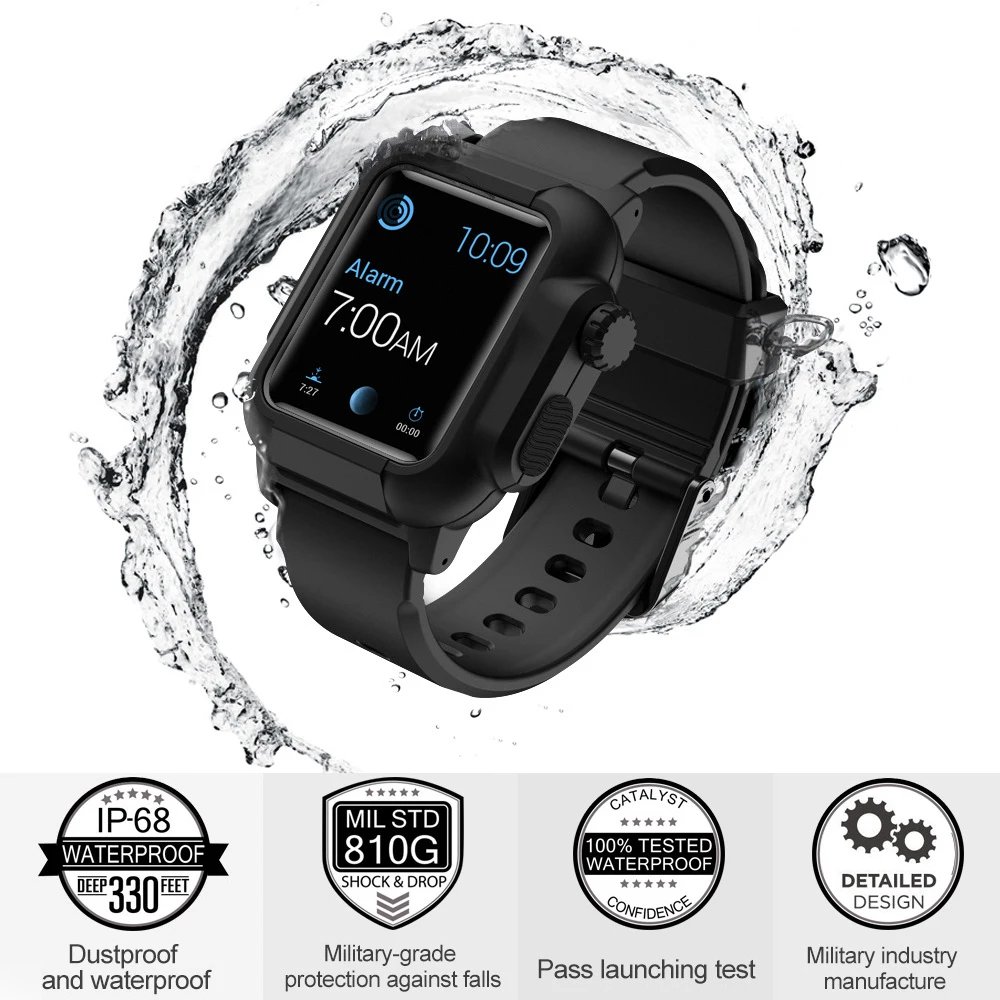 Laforuta водонепроницаемый чехол для Apple Watch 4 с силиконовым ремешком 44 мм 40 мм iWatch ремешок ударопрочный бампер крышка спортивный ремешок полосы