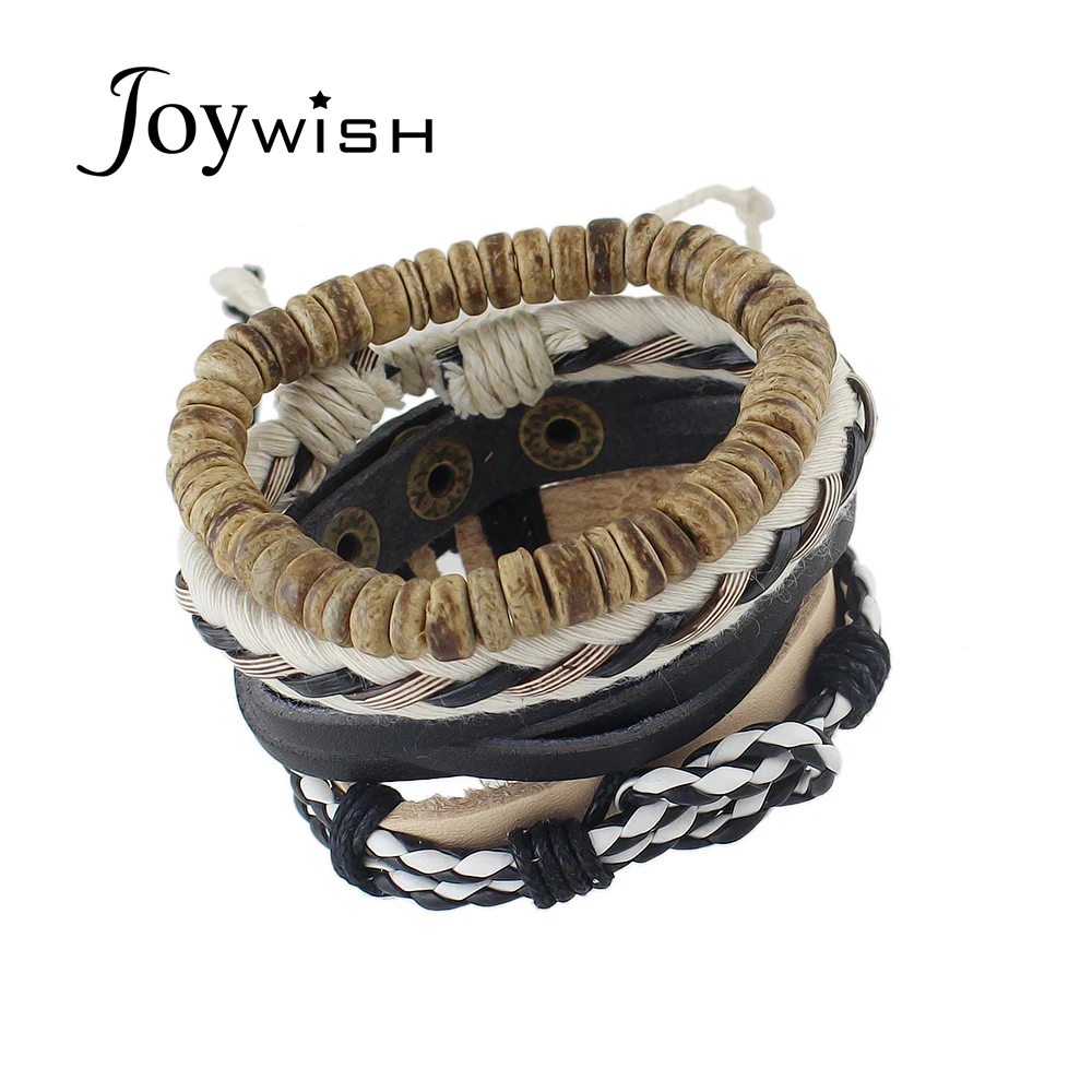 Joywish 4 шт./компл. панк многослойные цепочки ПУ кожа плетеные Витые браслеты и