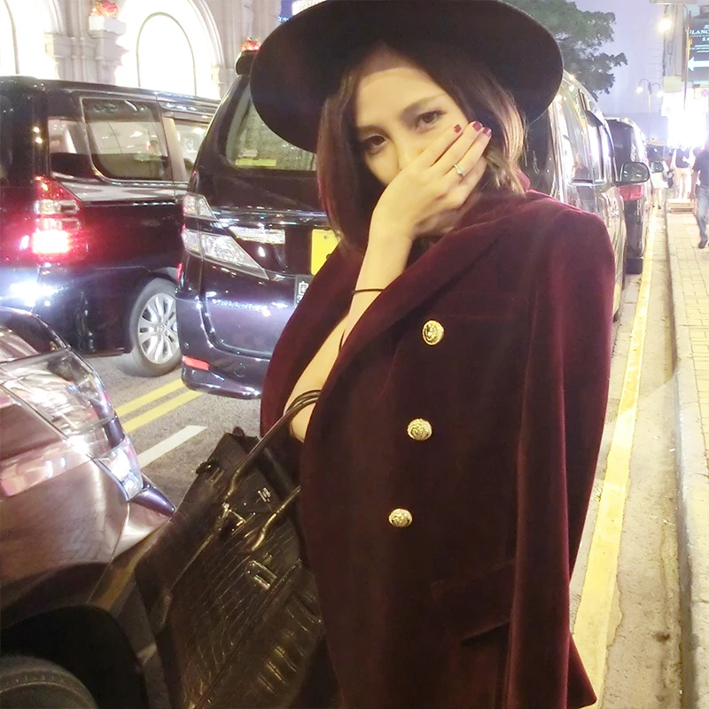 

Gold velvet suit jacket women new Spring and Autumn casual long-sleeved suit jacket short paragraph