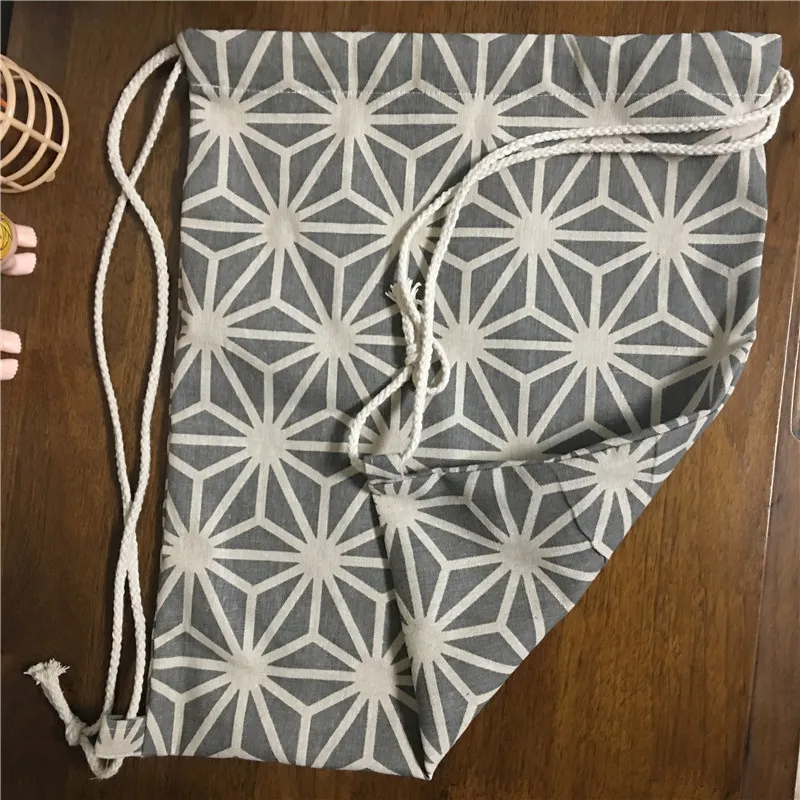 Дорожный рюкзак YILE из хлопка и льна на шнурке сумка для книг обуви серый