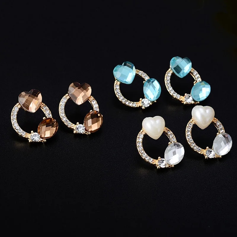 Женские серьги гвоздики с искусственным жемчугом корейские прозрачные в форме