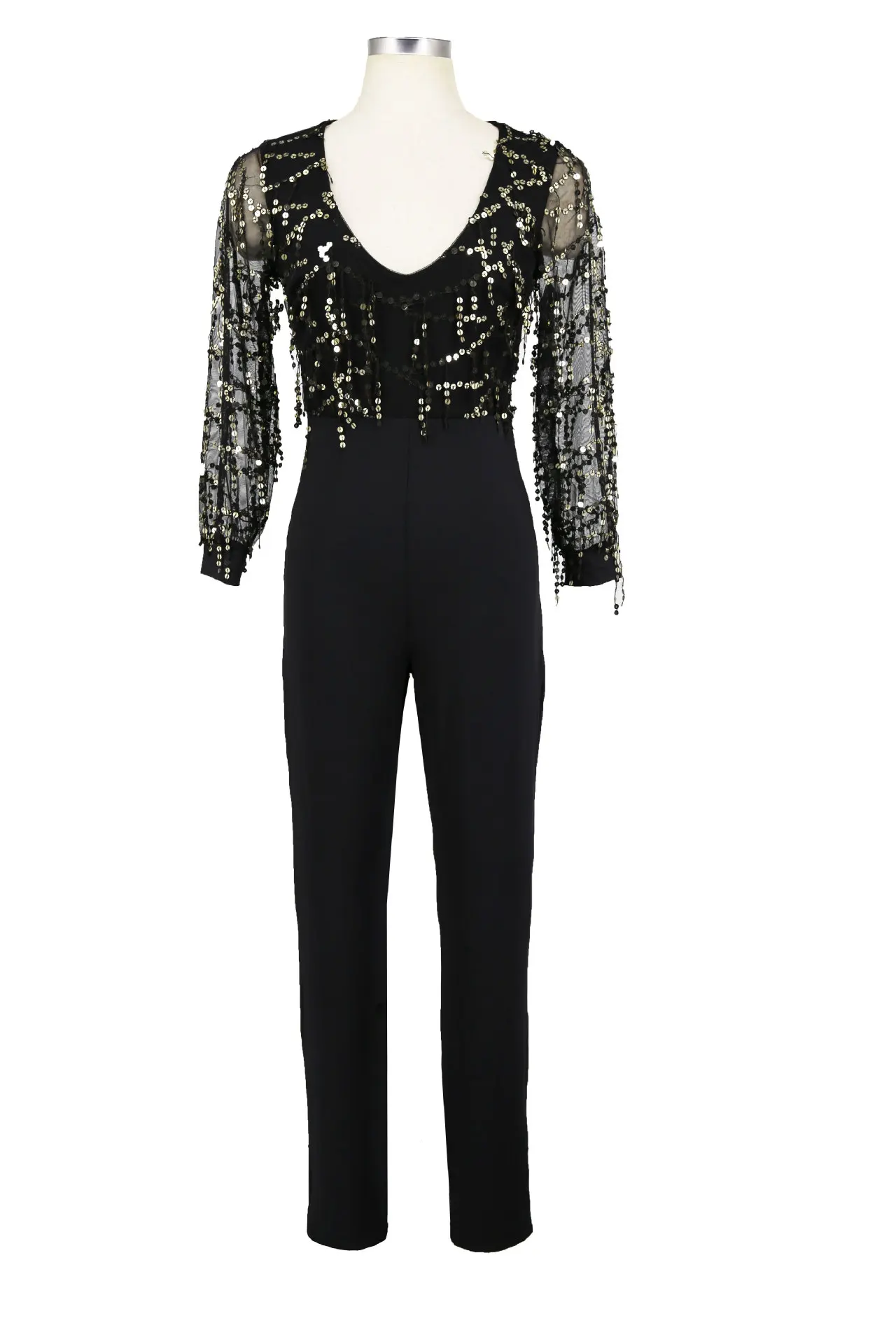 Сексуальный Модный комбинезон с кисточками и глубоким v-образным вырезом