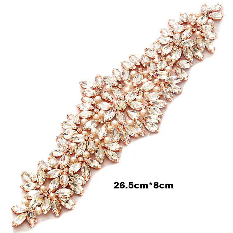 I Rose Gold Серебро/розовое золото Свадебная аппликация из страз кусок кристалл бисером аксессуары для свадебного платья свадебный пояс головной убор сумки - Цвет: I Rose Gold