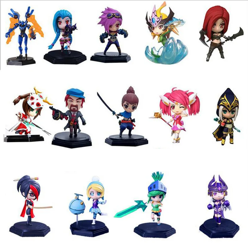 Игра LOL Персонажи ПВХ Фигурки игрушки 15 см Jinx Akali Yasuo Орианна синдра|Игровые