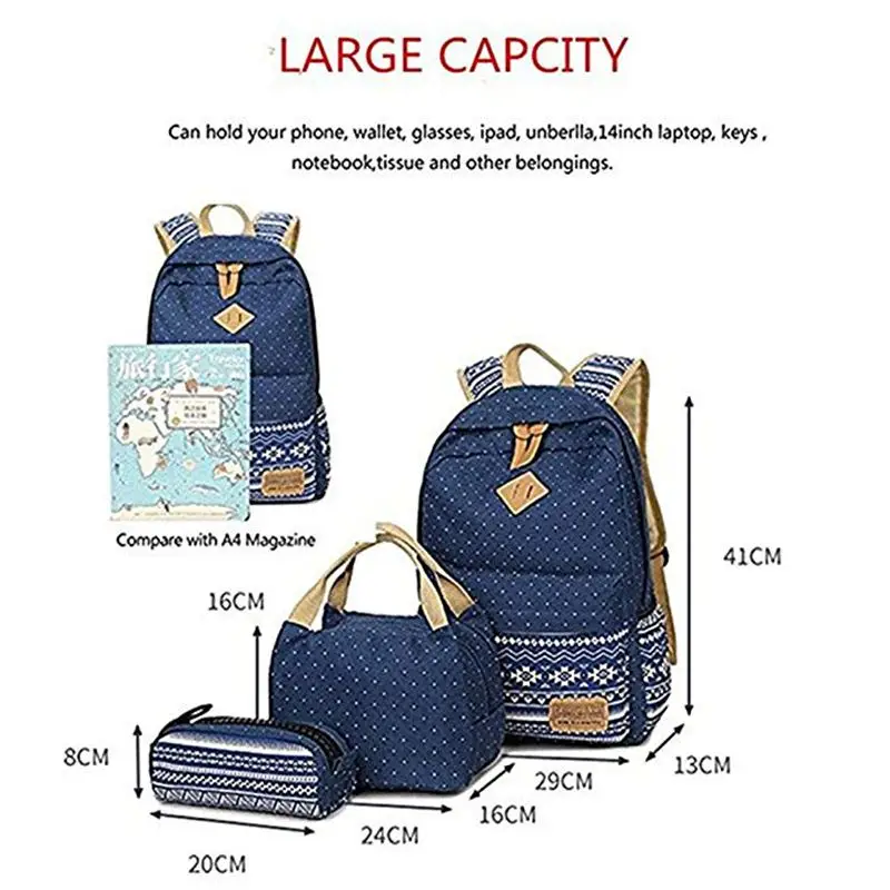 Школьный Рюкзак Студент Холст Bookbag легкий Сумка для ноутбука подростков обувь девочек
