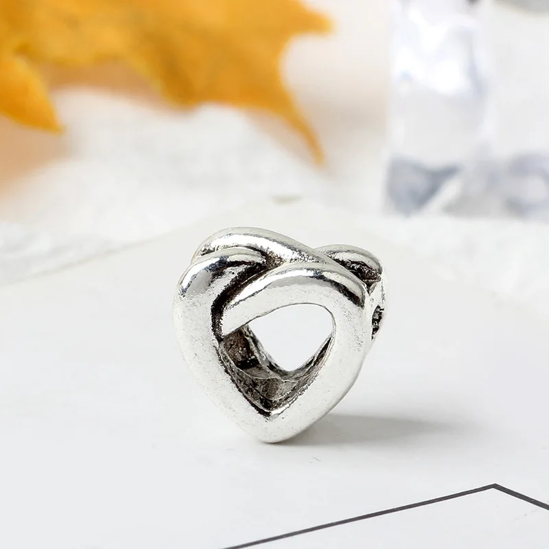 5PCS HTevak Silver Plated Charm Metal Hollow Irregular Heart Spacer Love Bead Fit DIY Bracelet Choker Couple Jewelry Making | Украшения и