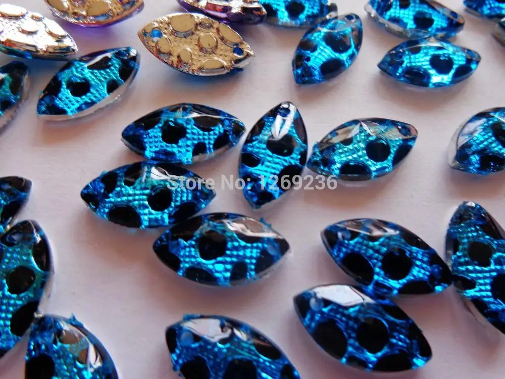 Бесплатная доставка Пришивные Кристаллы из акрила синий Леопардовый принт 8*16 мм - Фото №1