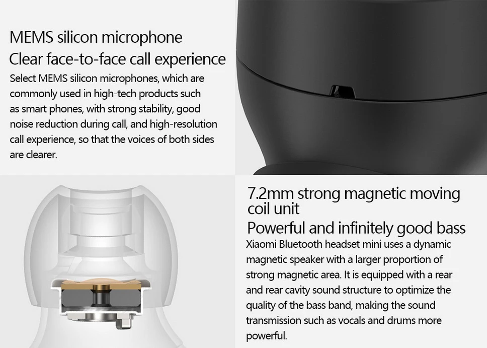 xiaomi bluetooth гарнитура Мини водонепроницаемые беспроводные наушники BT 4,1 наушники MEMS микрофон Handsfree черный белый