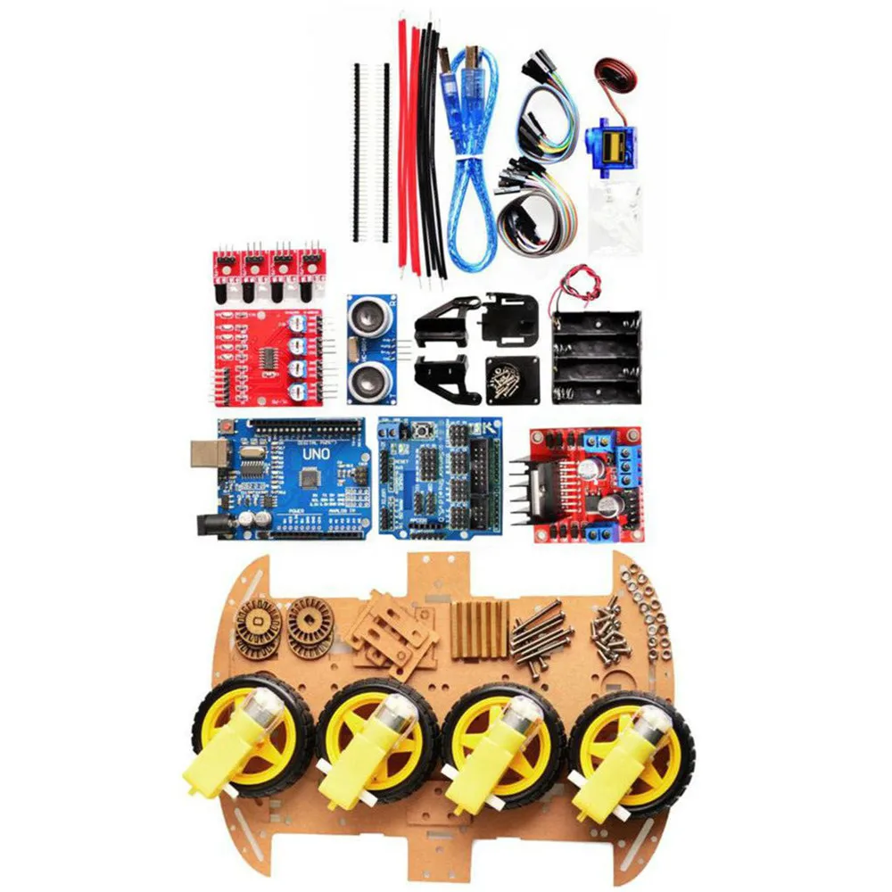

Power Module 4-Wheel Smart Robot Car Chassis Kits HC-SR04 Sonic Tracking Module DIY Tool Compatible For Arduino Module