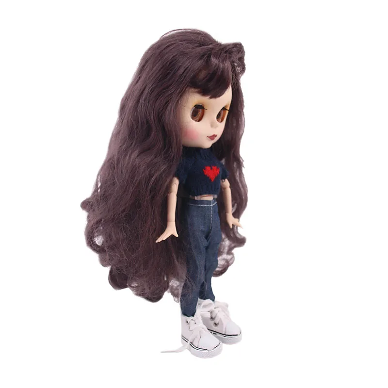 LUCKDOLL 15 Стиль 1 комплект одежды = свитер+ джинсы для BJD 30 см 1/6 Blyth куклы Barbiees одежда, игрушки для девочек, поколение, подарок на день рождения