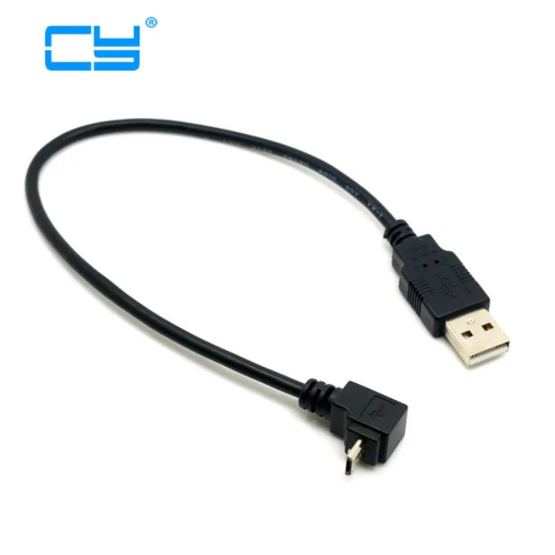 Вверх и вниз Угловой 90 градусов USB Micro штекер к зарядный кабель для передачи