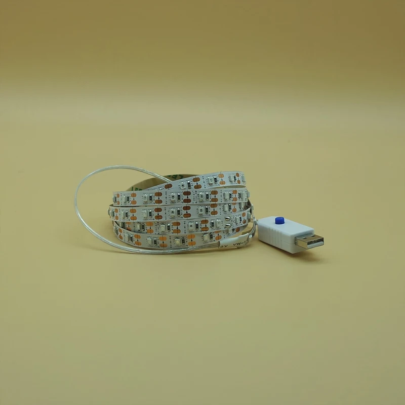 Светодиодная лента с питанием от USB 5 В 60 светодиодов/м 3528 SMD не водонепроницаемая