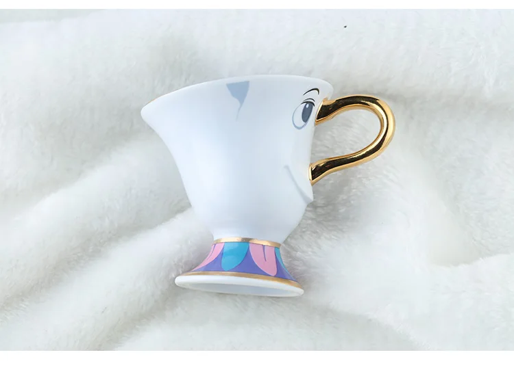 [ 1 Pot + 2 Cups+ Sugar Bowl ] Cartoon Beauty And The Beast Tea Set Mrs Potts Chip Cup Coffee Mug Cute Xmas Birthday Gift | Дом и сад