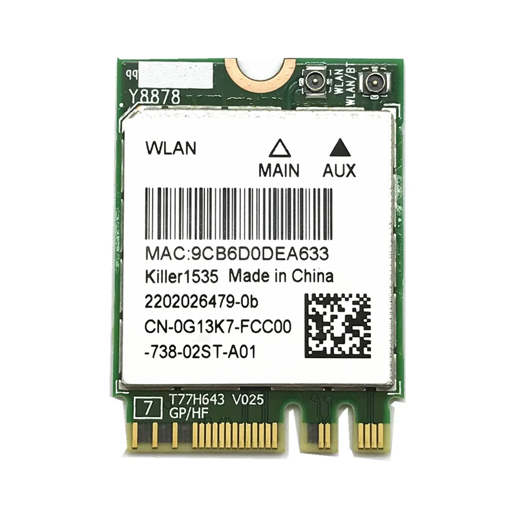 

For Killer Wireless-AC 1535 Atheros QCNFA364A NGFF Dual Band Killer 1535 802.11ac M.2 Wireless Card Fit for Bluetooth 4.1